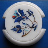 Decorative stone inlaid makrana marble coaster set 3.5" Cs-39